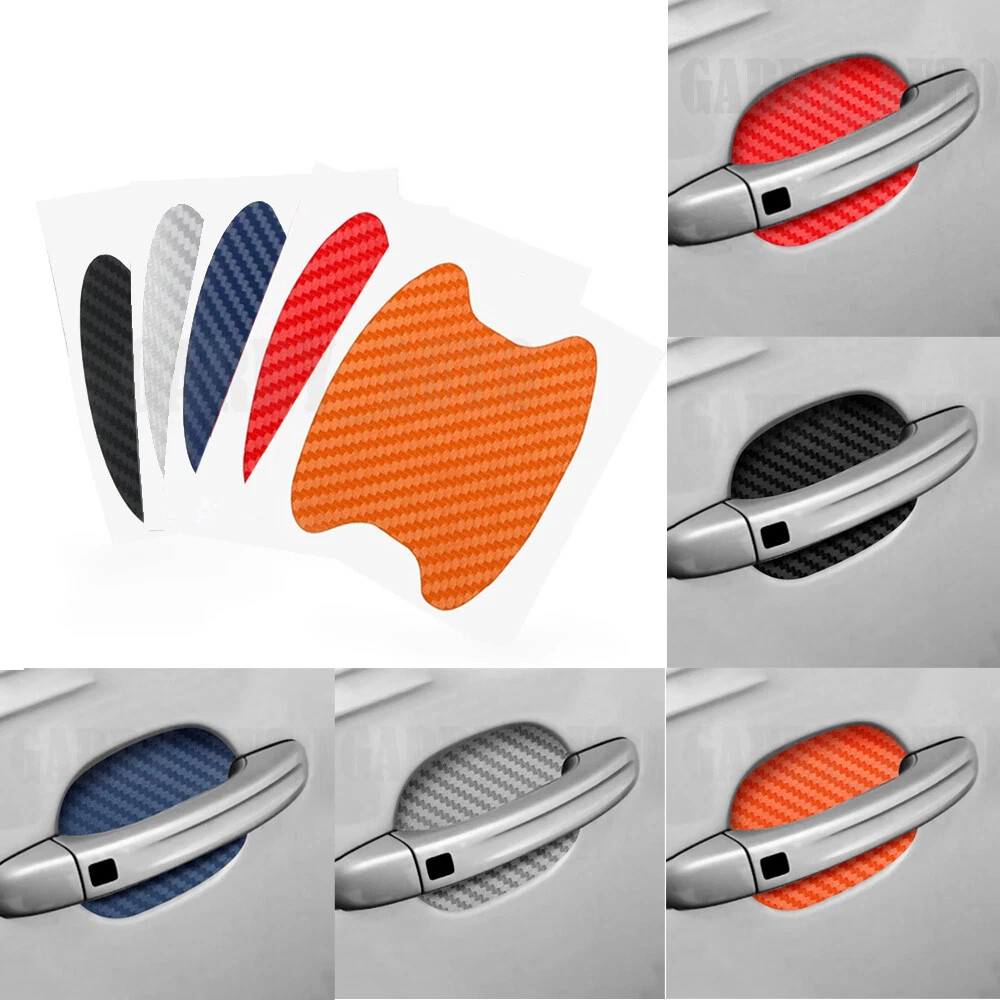 Red Carbon Fiber Car Door Handle Protector Film Anti Scratch Sticker 4PCs Set