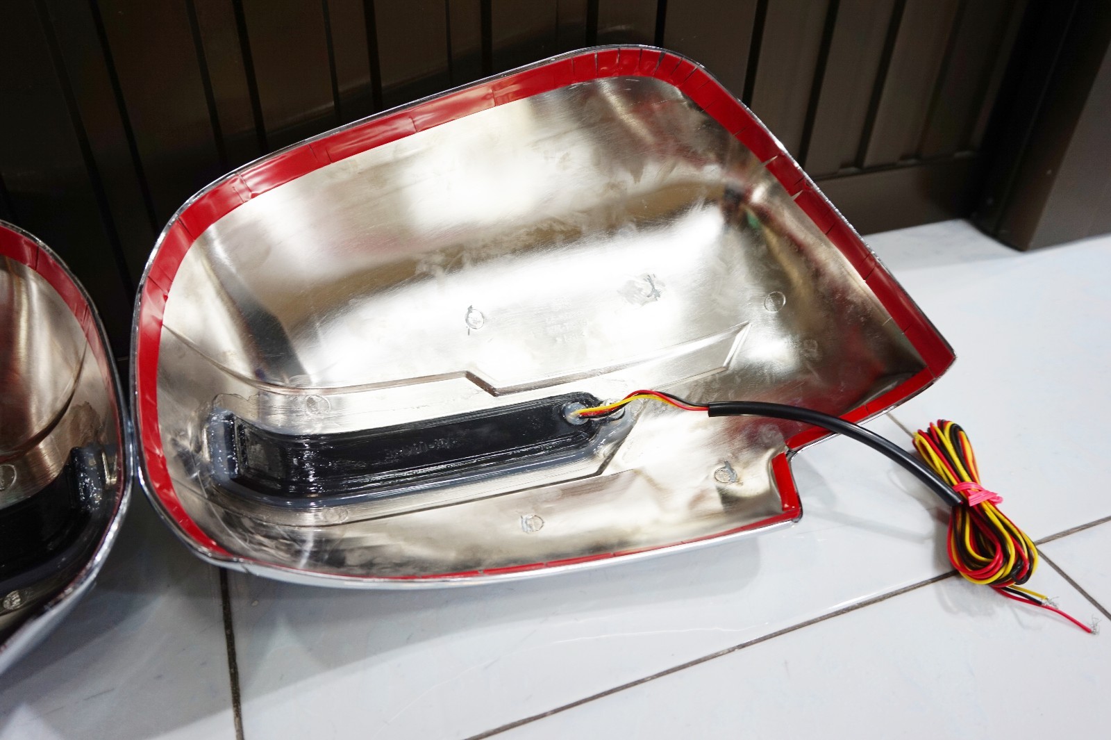 CHROME WING MIRROR COVER WITH BLUE/ORANGE LED FOR MITSUBISHI PAJERO SPORT 2015