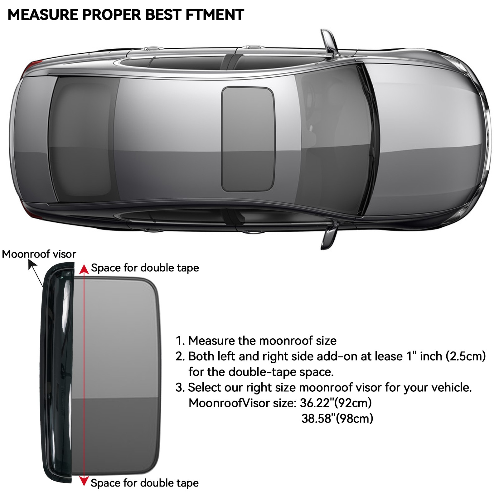 35″ Smoke Top Sunroof/Moon/Sun Roof Window Visor Shade Vent Wind Rain Deflector