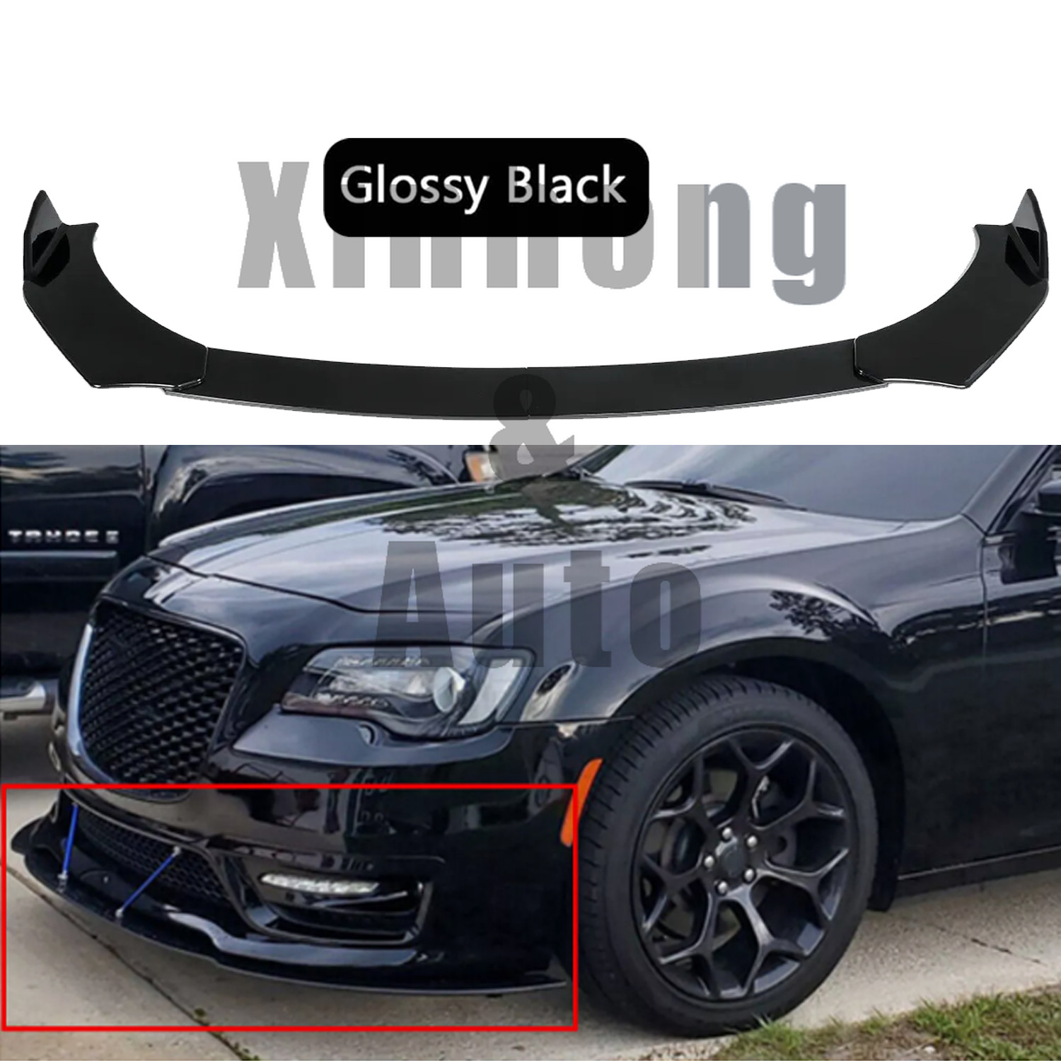 Glossy Black For Chrysler 300 2005-2020 Front Bumper Lip Splitter Spoiler Chin