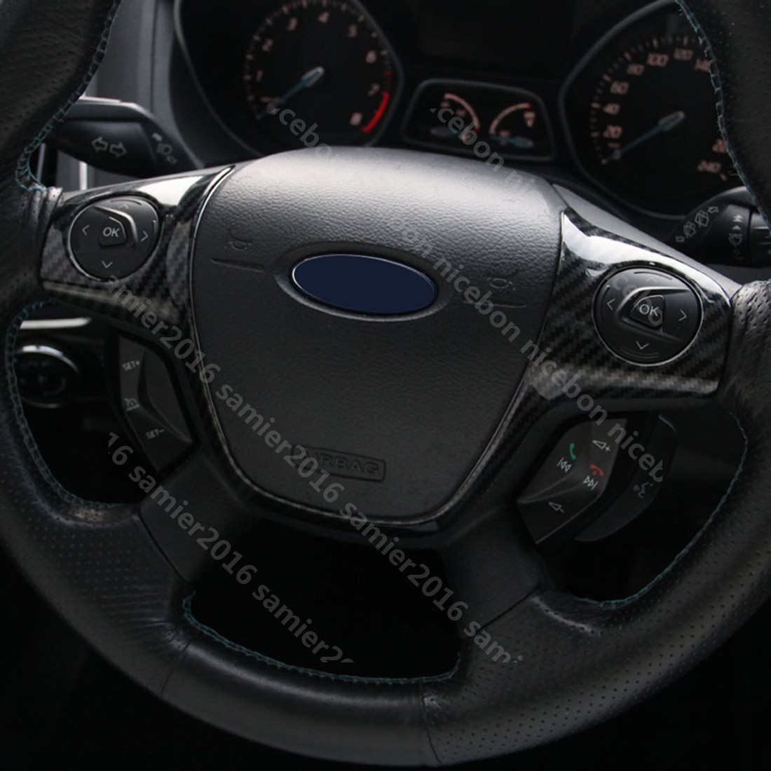 3pc Carbon fiber color Steering Wheel Cover fit For ford Focus Escape Kuga c-max