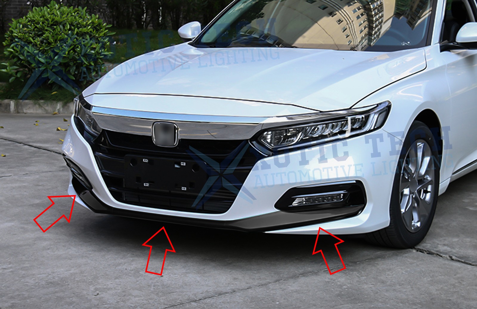3pcs/Set Black Front Bumper Lip Chin Stripe Cover Trim for Honda Accord 2018-20