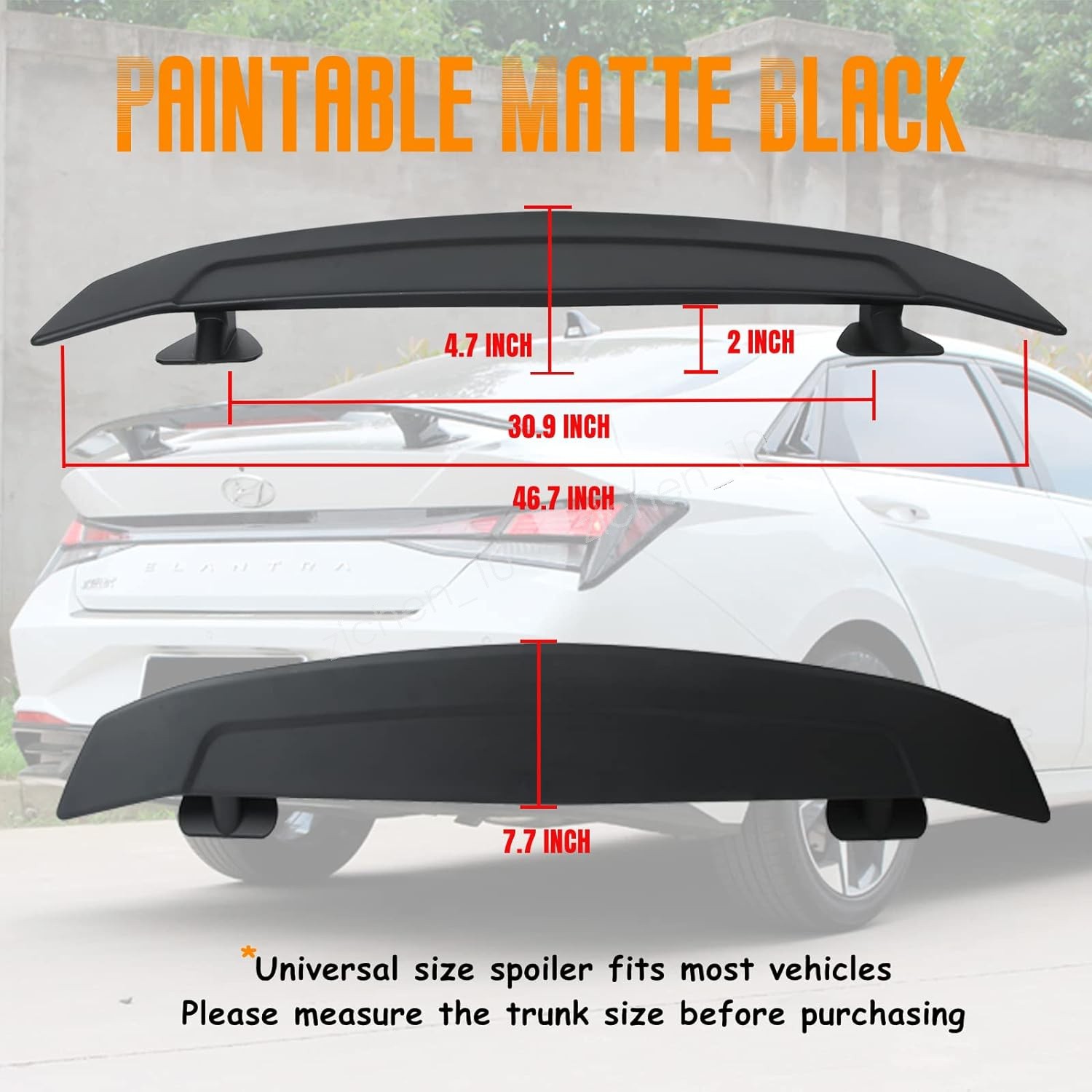 46″ Rear Trunk Spoiler GT Wing Racing Diffuser Matte For Chrysler 200 300 SRT-8