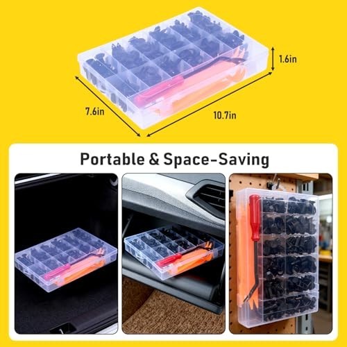 260PCS Car Bumper Retainer Clips Kit – Auto Plastic Rivets & Push Fasteners, Tri