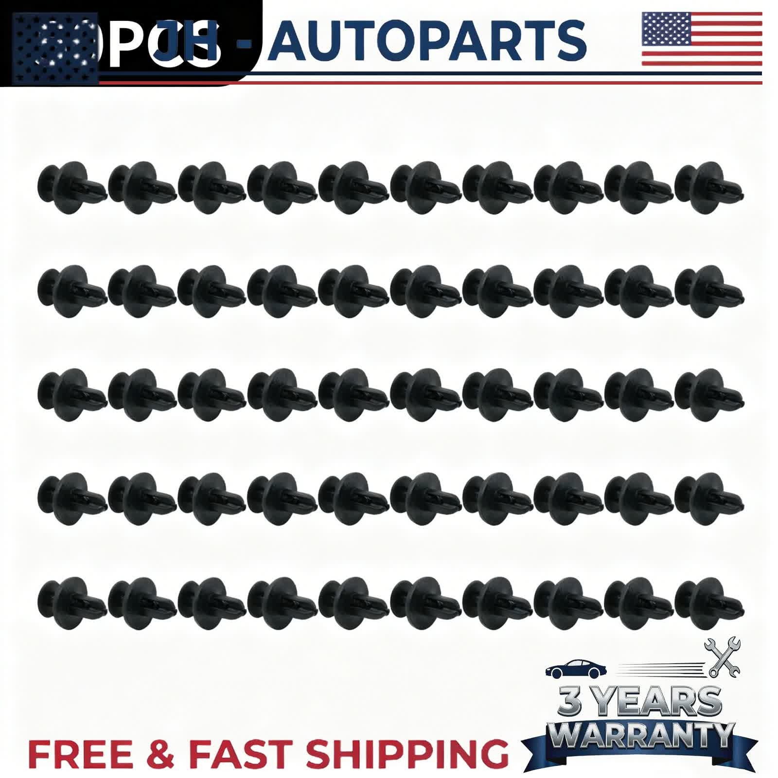 50Pcs 6mm Quality Black Nylon Push Type Retainer Clips Fits Mitsubishi Subaru