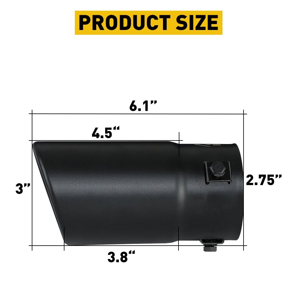 2.75″ Black Car Exhaust Pipe Tip Rear Tail Throat Muffler Steel Stainless Round