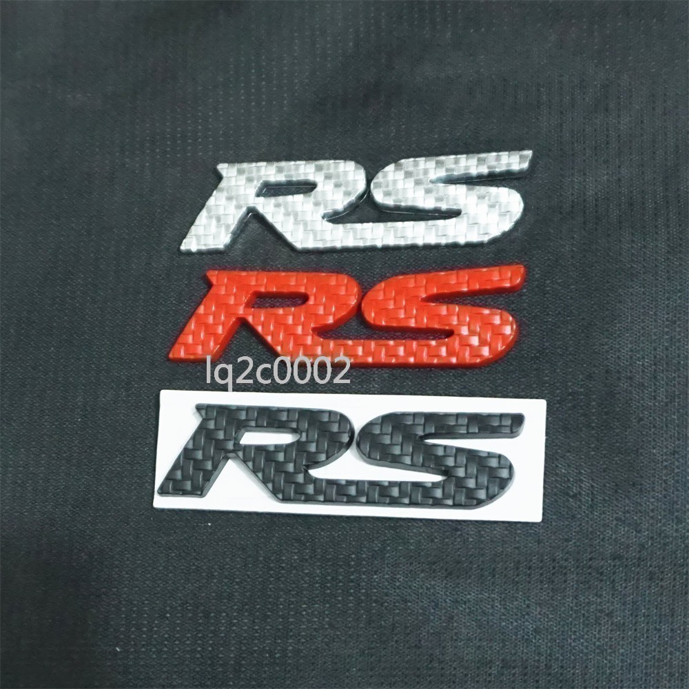 Black Silver RS Chrome Metal Big Grille Emblem + 3x Sticker Decal Badge AWD Line