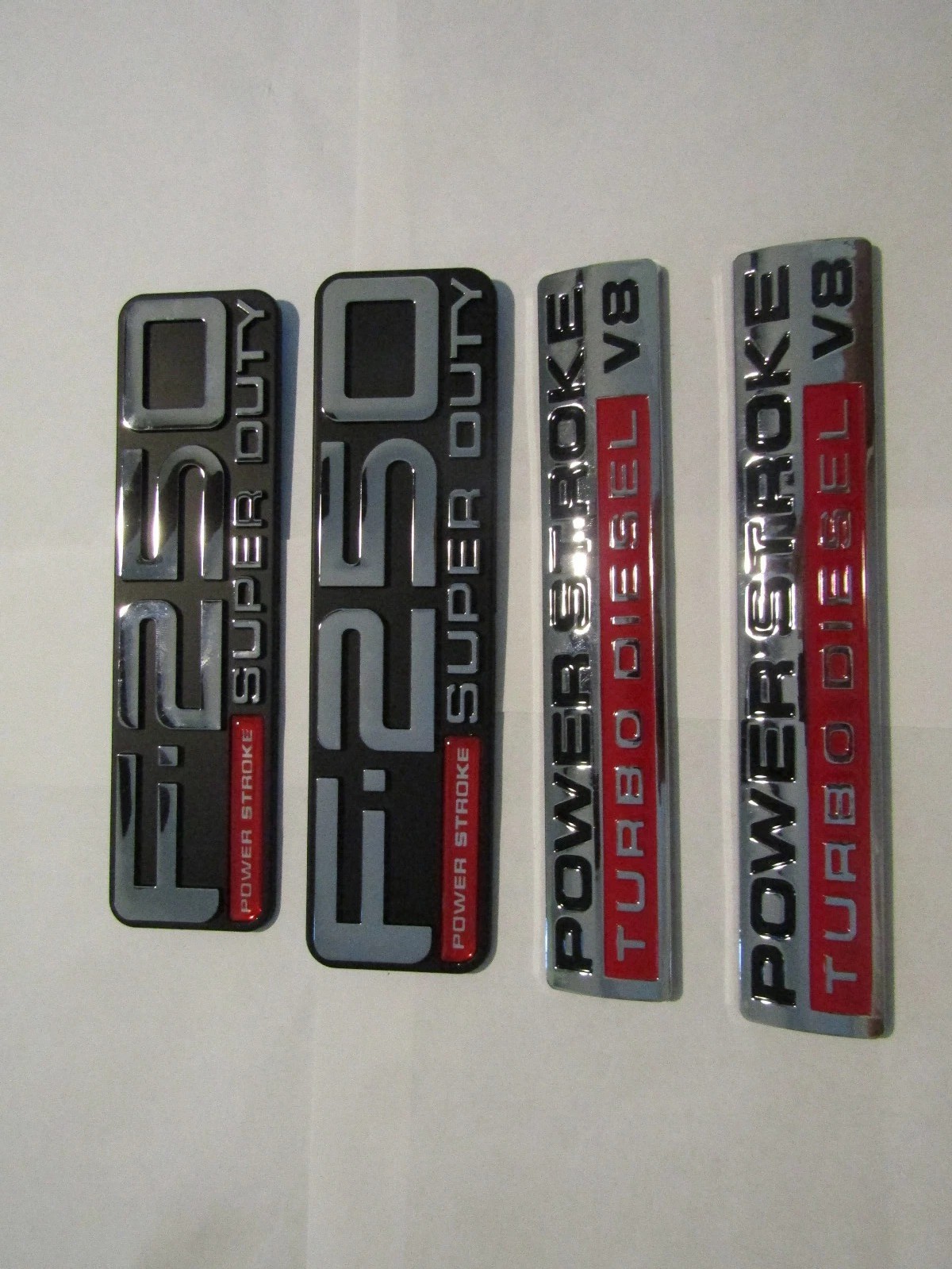 4Pc Kits Fender Door Badge Emblems Fits for F250 Powestroke Superduty Truck V8