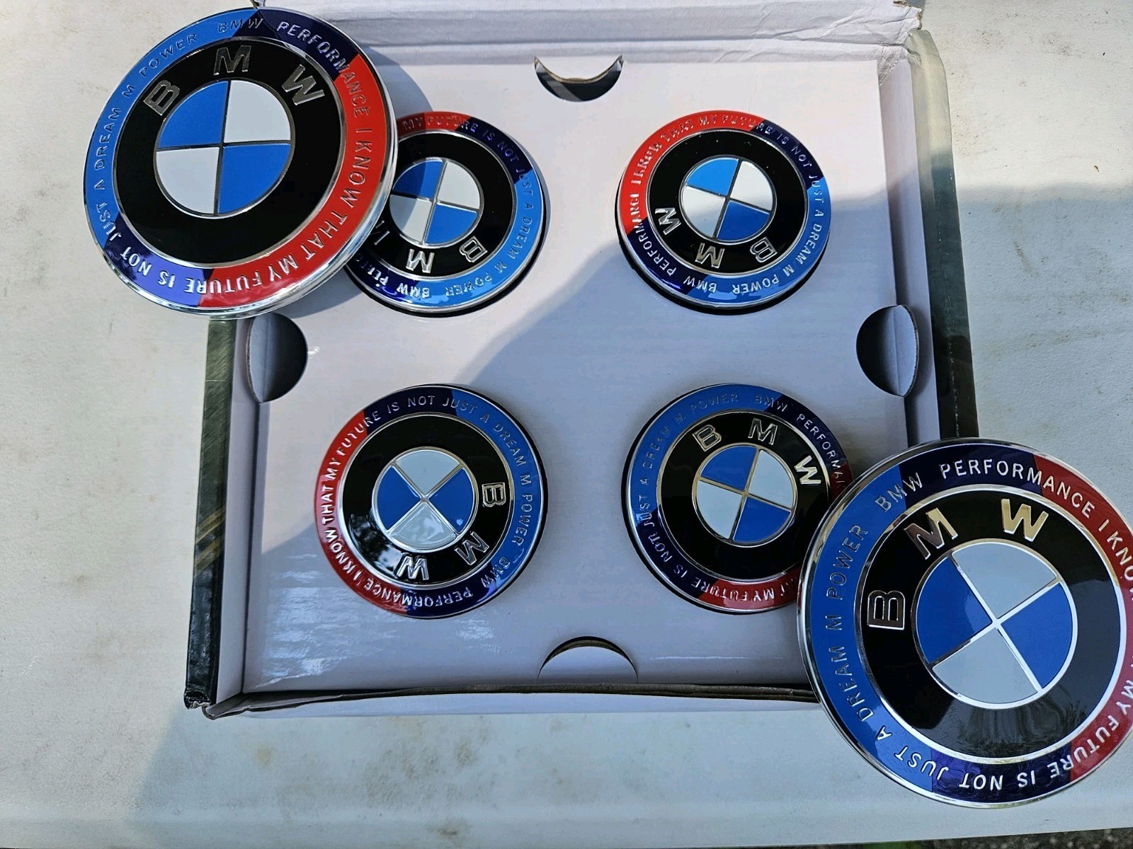 BMW 56mm 5×112 Floating Anniversary KITH Wheel Center Hub Caps Hood & Trunk