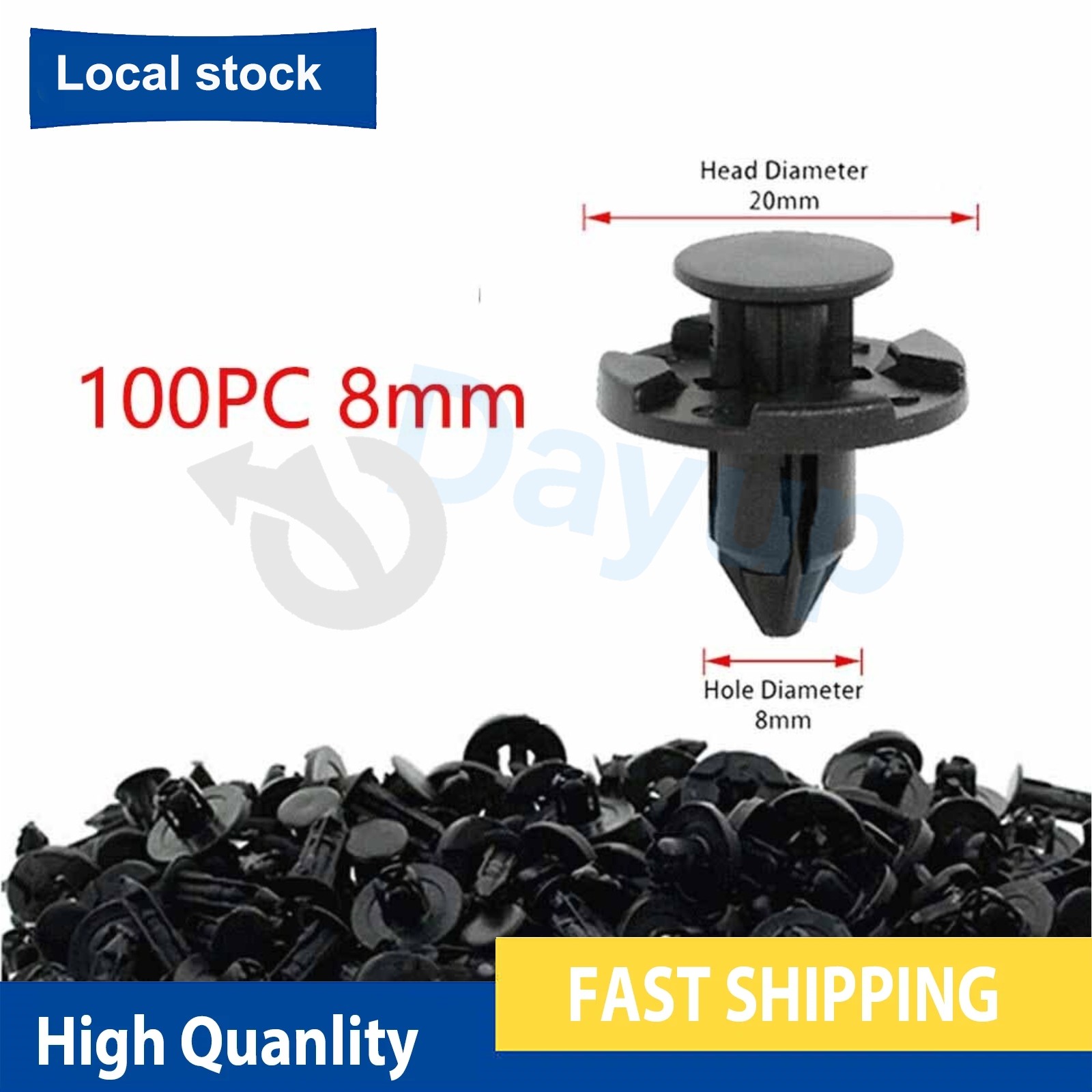 100pcs Bumper Clips 8mm Plastic Rivet Fastener Mud Flaps Fender Push For NISSAN