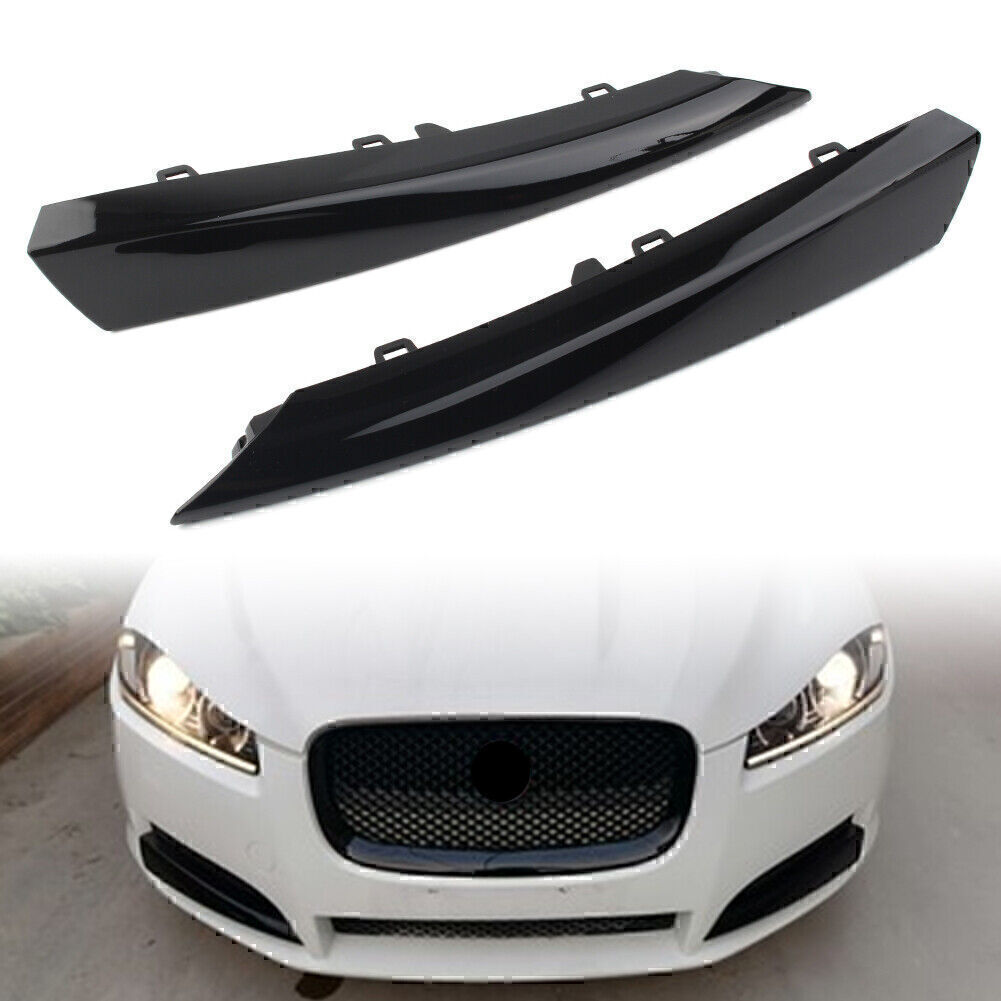 Pair Front Bumper Side Grille Black Insert Cover Trim For Jaguar XF 2012-2015 14