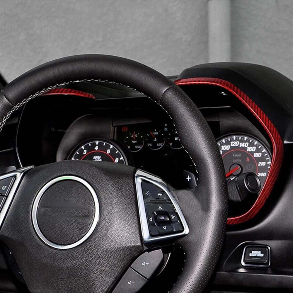 Red Carbon Fiber Dash Gauge Meter Box Frame Cover Trim for Chevy Camaro 2016-23
