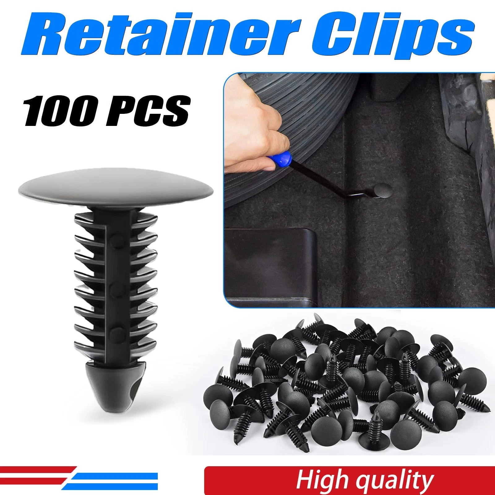 100 Pcs 8mm Bumper Clips Auto Car Hole Plastic Rivets Fastener Fender Push Pin