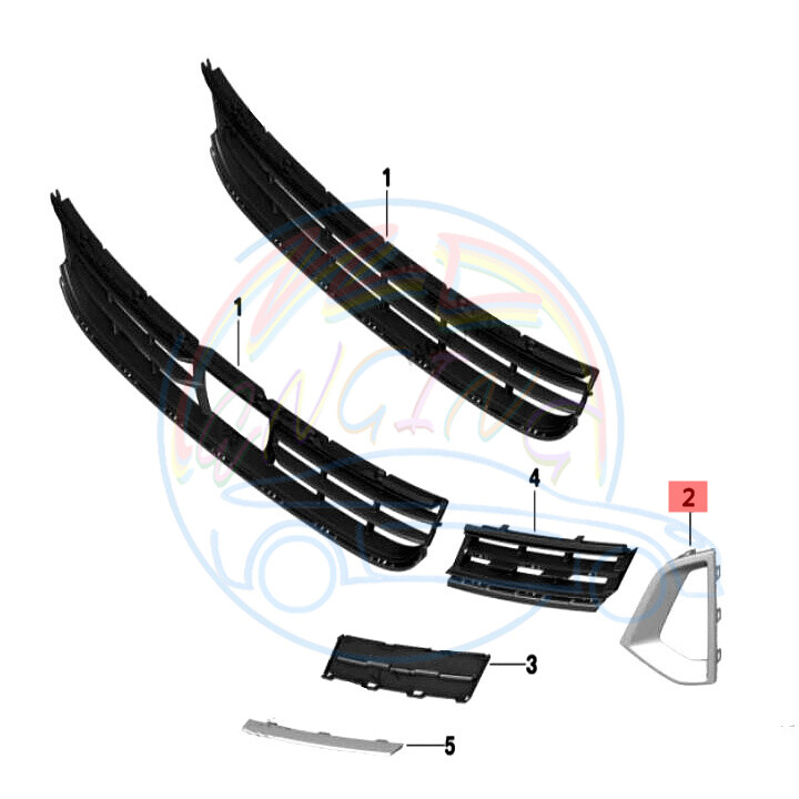 Shiny Black Front Right Bumper Grille Cover For BMW G30 5-Series Luxury 2021-23