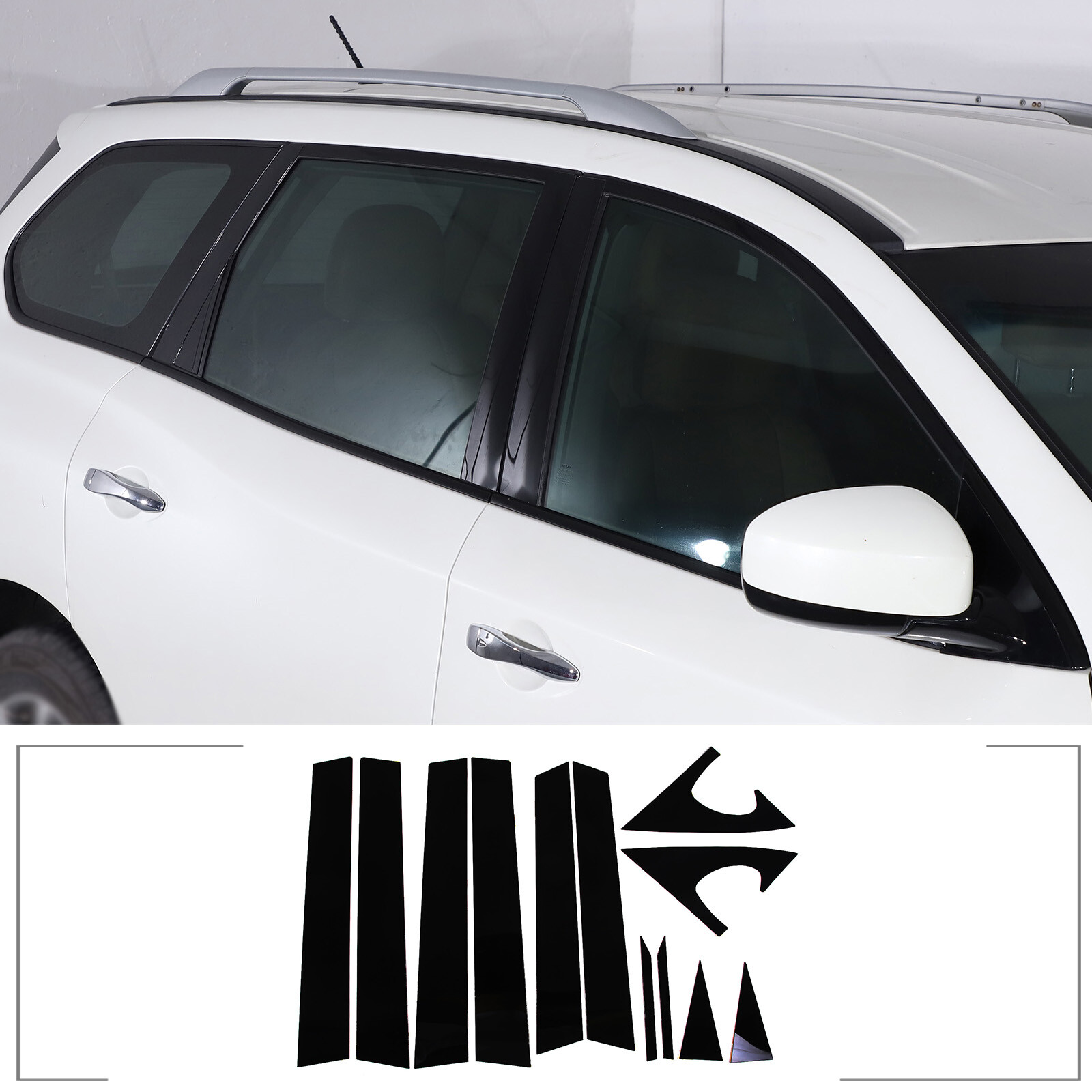 Glossy Black PC Window Center Pillar Trim Sticker For Nissan Pathfinder 2013-18