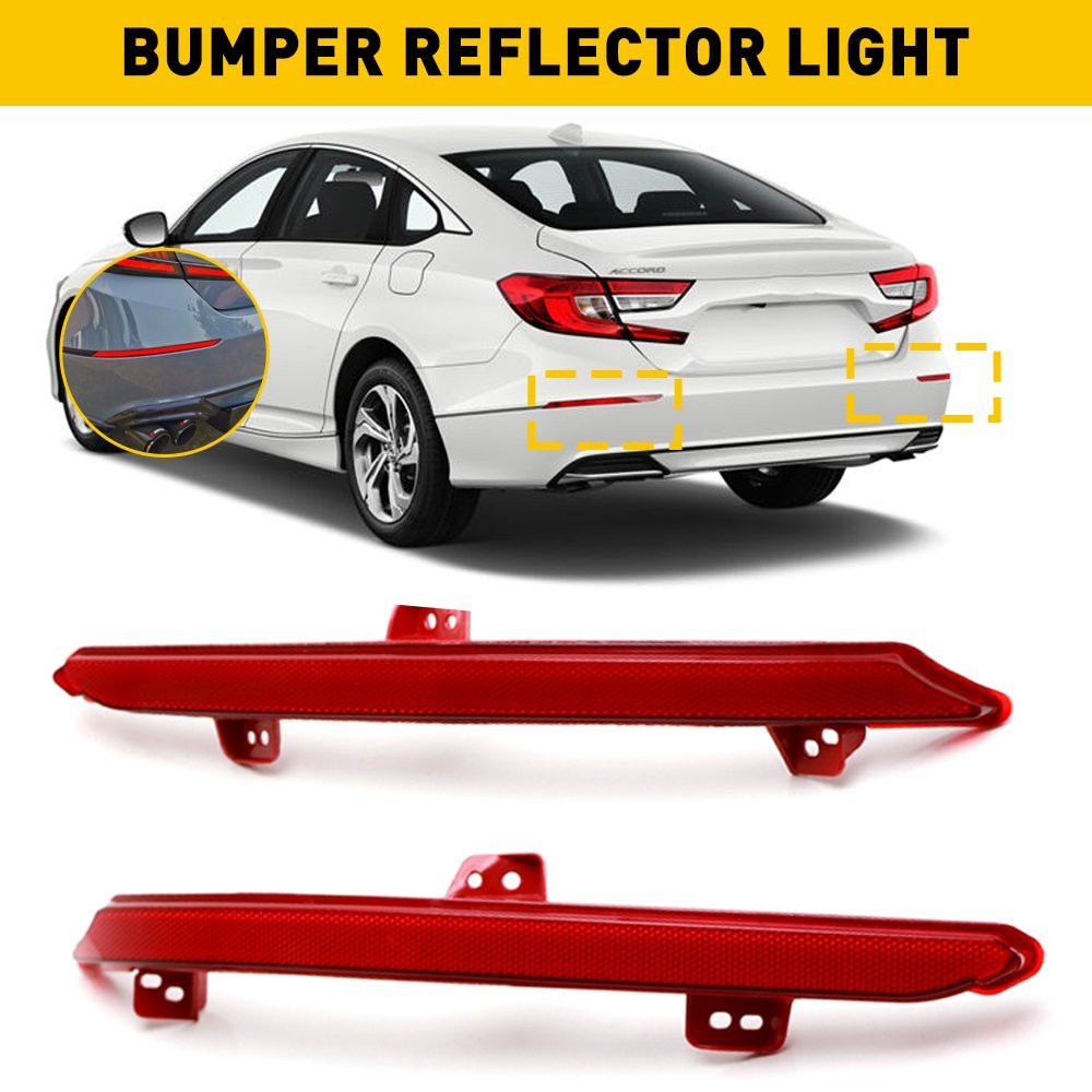 OE-Spec Red Lens Rear Bumper Reflectors Reflex For 2018-2022 Honda Accord Sedan