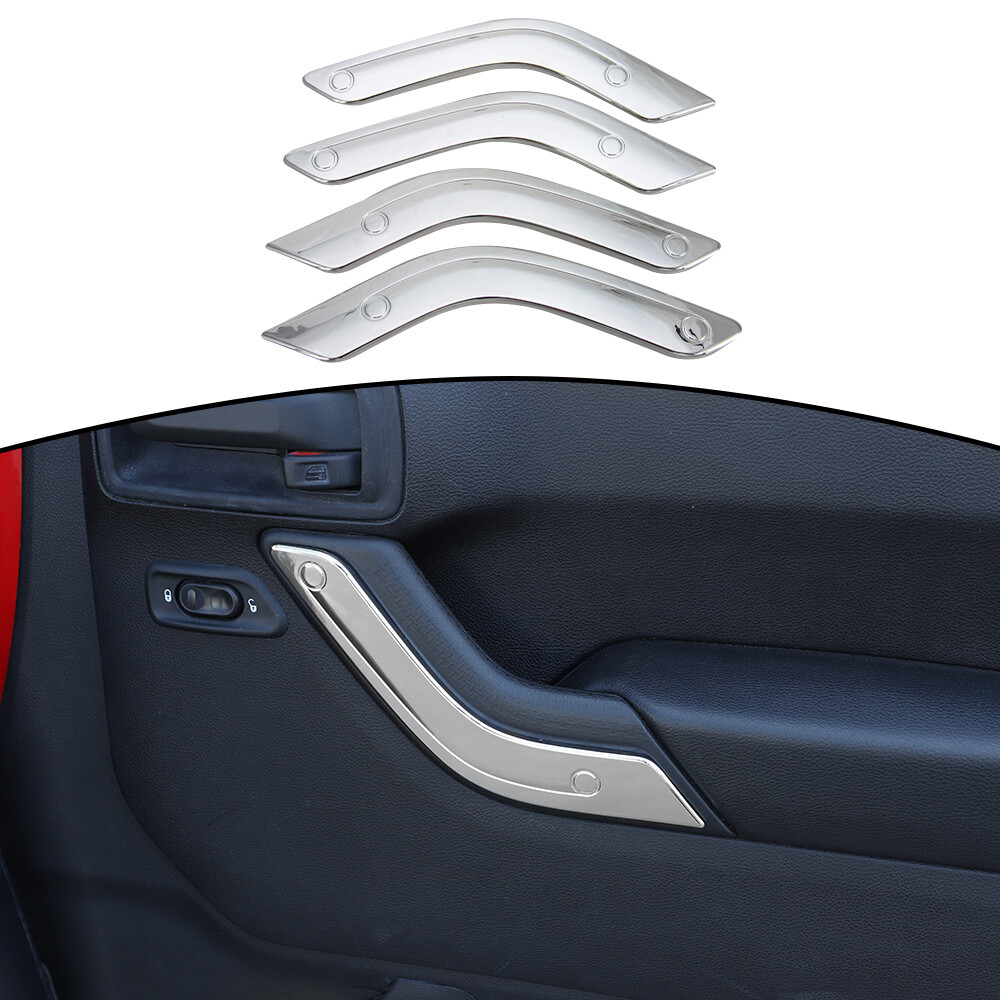 Interior Door Handle Trim Cover Decor Strips for 2011-17 Jeep Wrangler JK Chrome