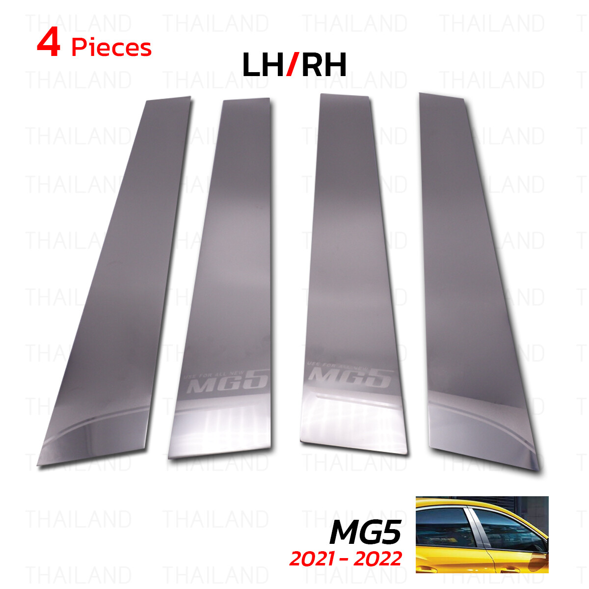 For MG MG5 MG 5 Sedan 2021 22 Chrome Stainless Steel Pillar Door Trim