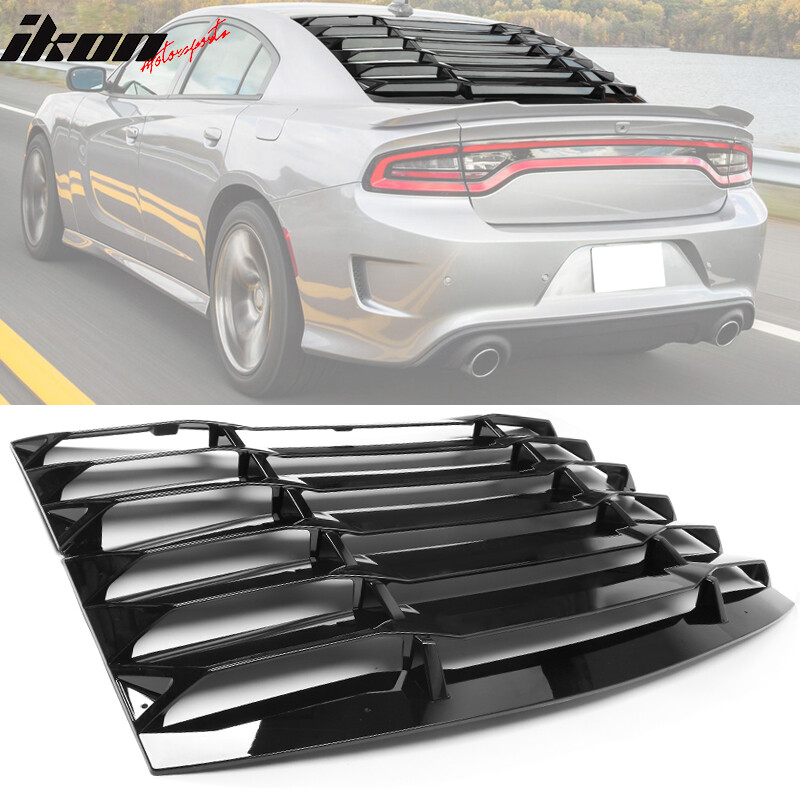Fits 11-23 Dodge Charger IKON Style Window Louvers Cover Gloss Black 2PCS
