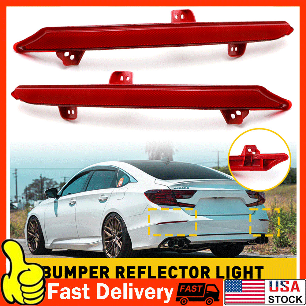 OE-Spec Lens Red Rear Bumper Reflectors Reflex For 2018-2022 Honda Accord Sedan