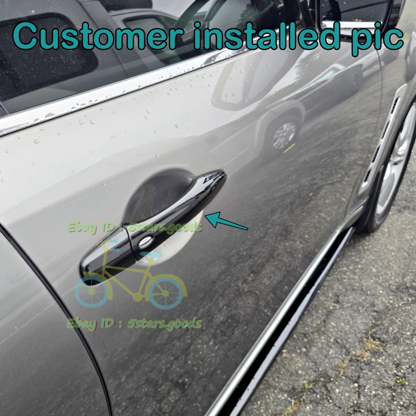 Glossy Pure Black Side Door Handle Cover Trim For 2014-2019 Infiniti Q70 Sedan