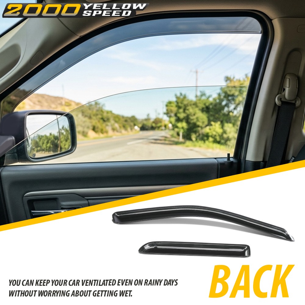 Fits 2009-2024 Ram 1500 & Classic Quad Cab Window Visors Rain Guards Deflectors