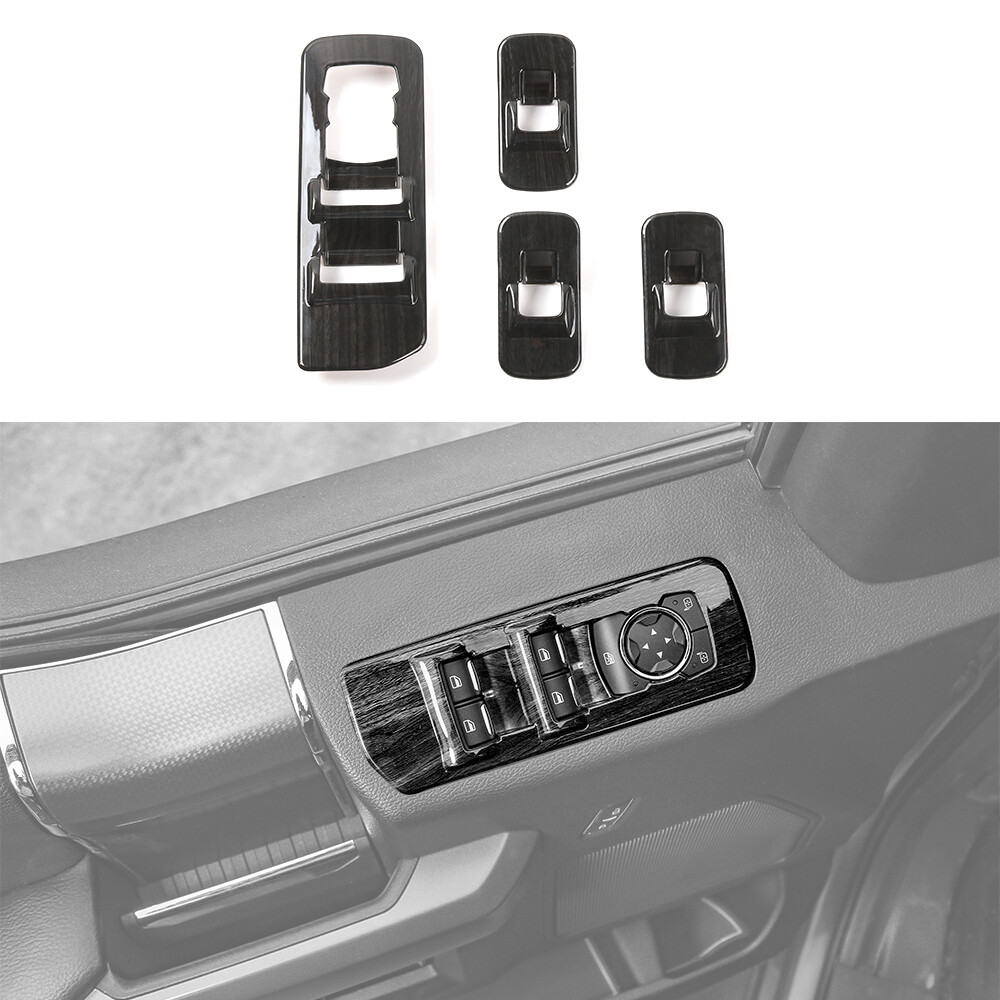Black Wood Grain Window Lift Switch Panel Decor Cover Trim For Ford F150 2015-20
