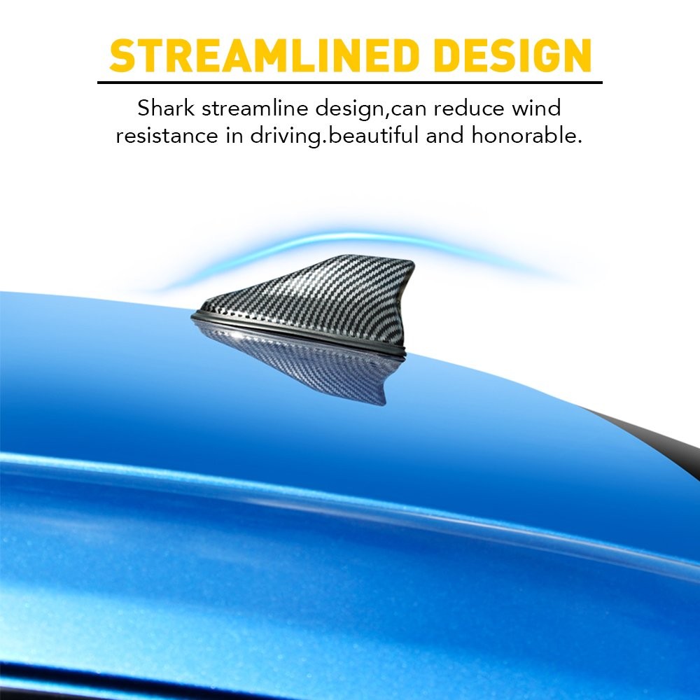 Carbon Fiber Black Shark Fin Roof Antenna Radio FM/AM Antena Radio Universal