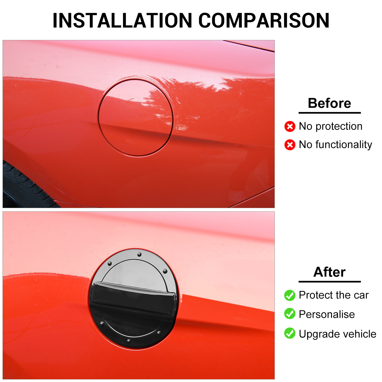 ✅ Fuel Cap Cover for Ford Mustang 15-23, Black