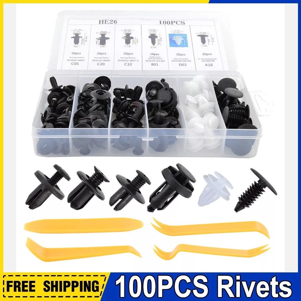 104pcs Car Body Plastic Trim Retainer Fastener Clips Push Pin Fender Bumper US
