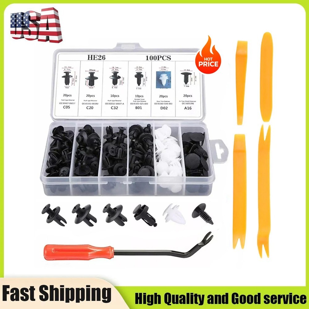for Subaru/100Pcs Bumper Hood Clips Retainer Rivet Fasteners Fender Push Pin US+