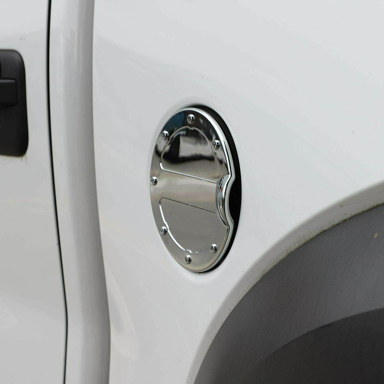 For F150 Gas Tank Cap Fuel Filler Door Cover for 2009-2014 Ford F150 ABS Chrome