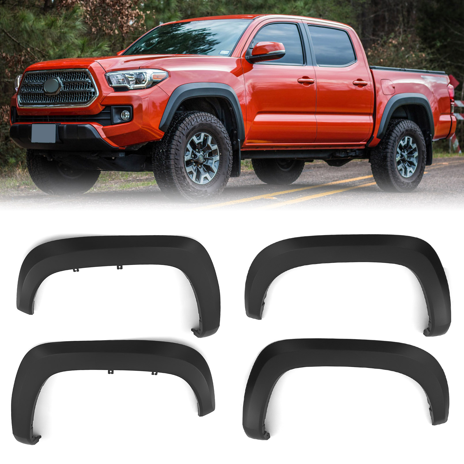 For 2016-2023 Toyota Tacoma 4PCS Front Rear Wheel Fender Flares Matte Black L+R