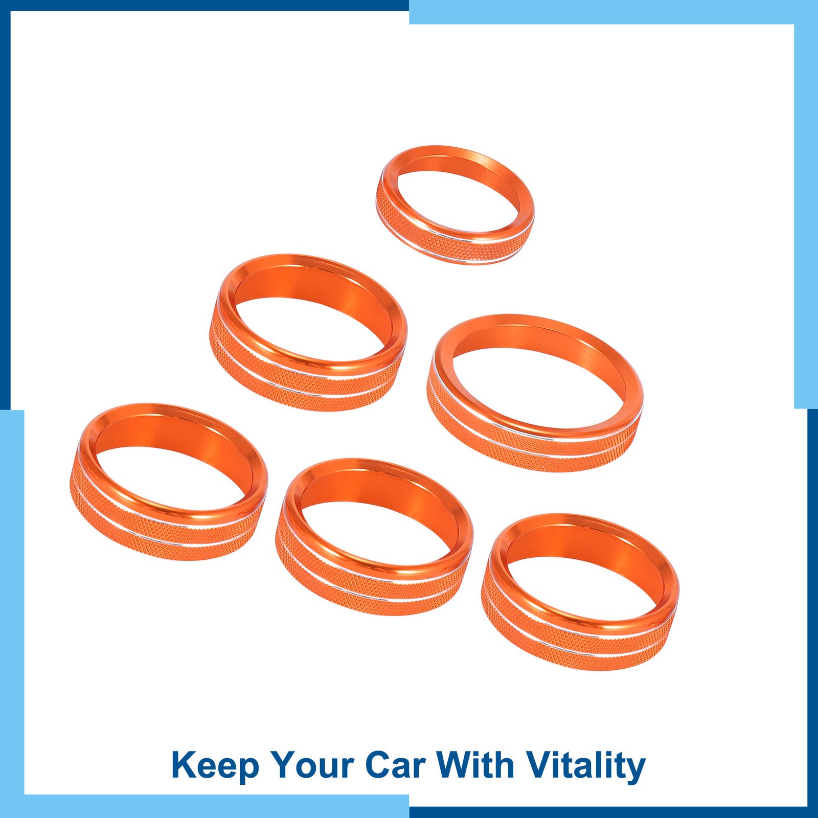6 Pcs Orange Aluminium Alloy Car Knob Trim Ring Cover for Ford F150 2016-2020