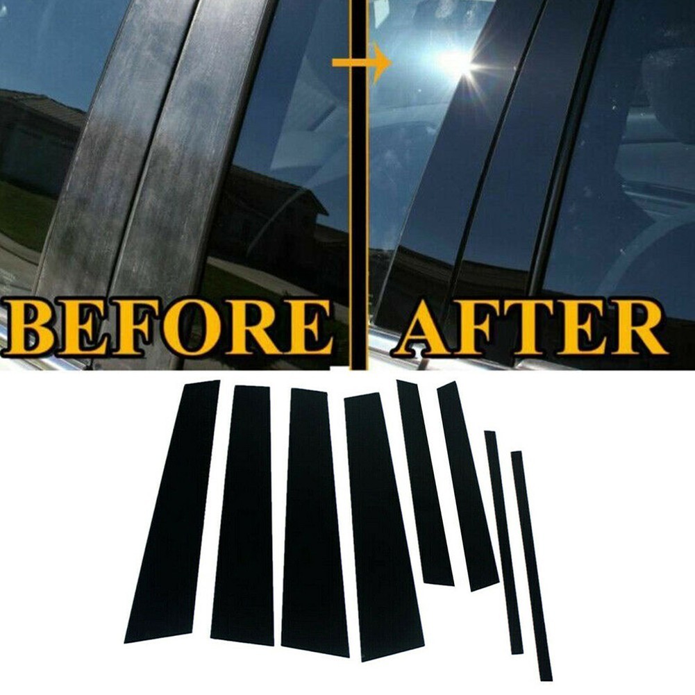 Exterior Trim Windo W Trim 8PCS Direct Replacement Glossy Black Prevent Fading