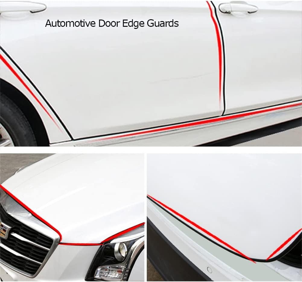 Automotive Door Edge Trim Molding Kit with Tape, L Shaped Lip 26Feet, Black