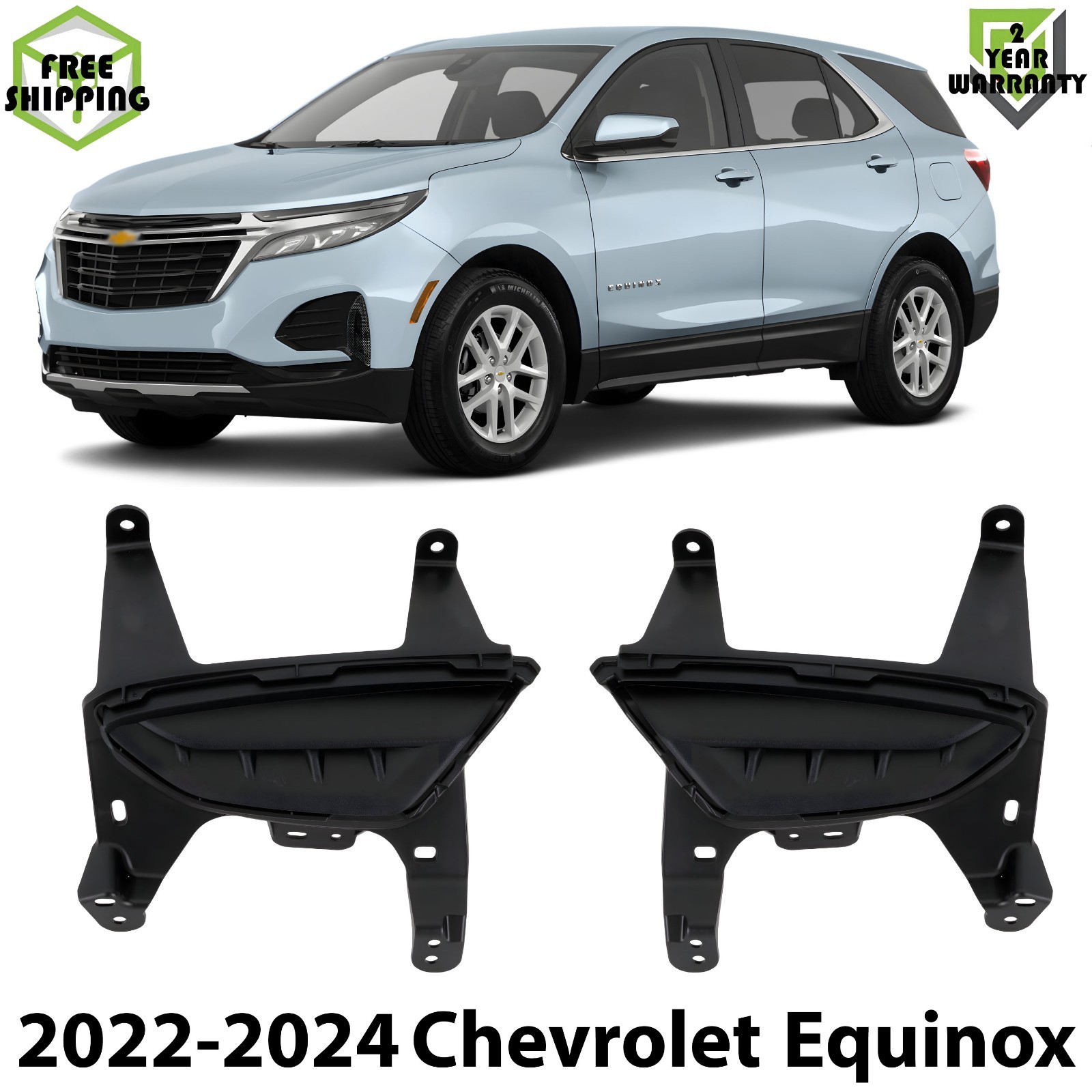 Front Fog Lights Cover Textured Left & Right Side For 2022-24 Chevrolet Equinox