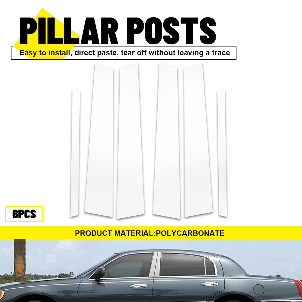 For Lincoln Town Car 1998-2011 Standard 4-Door Chrome Pillar Post Trim Covers 6x