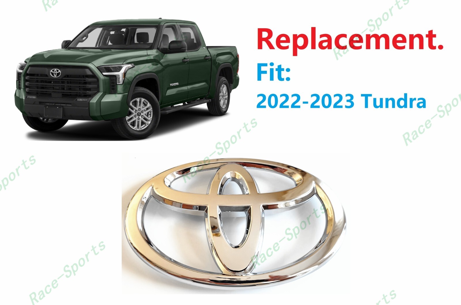 1PC Chrome Replacement Front Toyota Logo EMBLEM Toyota Tundra 2022-2023