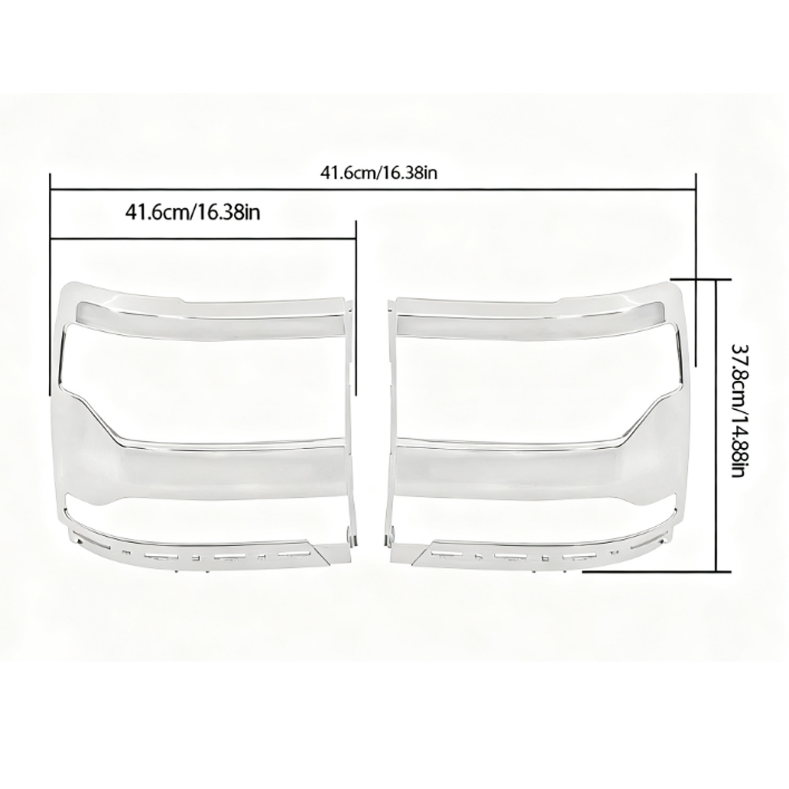 Chrome Headlight Bezel Cover Trim Pair For 2016-18 Chevrolet Silverado 1500 L/R