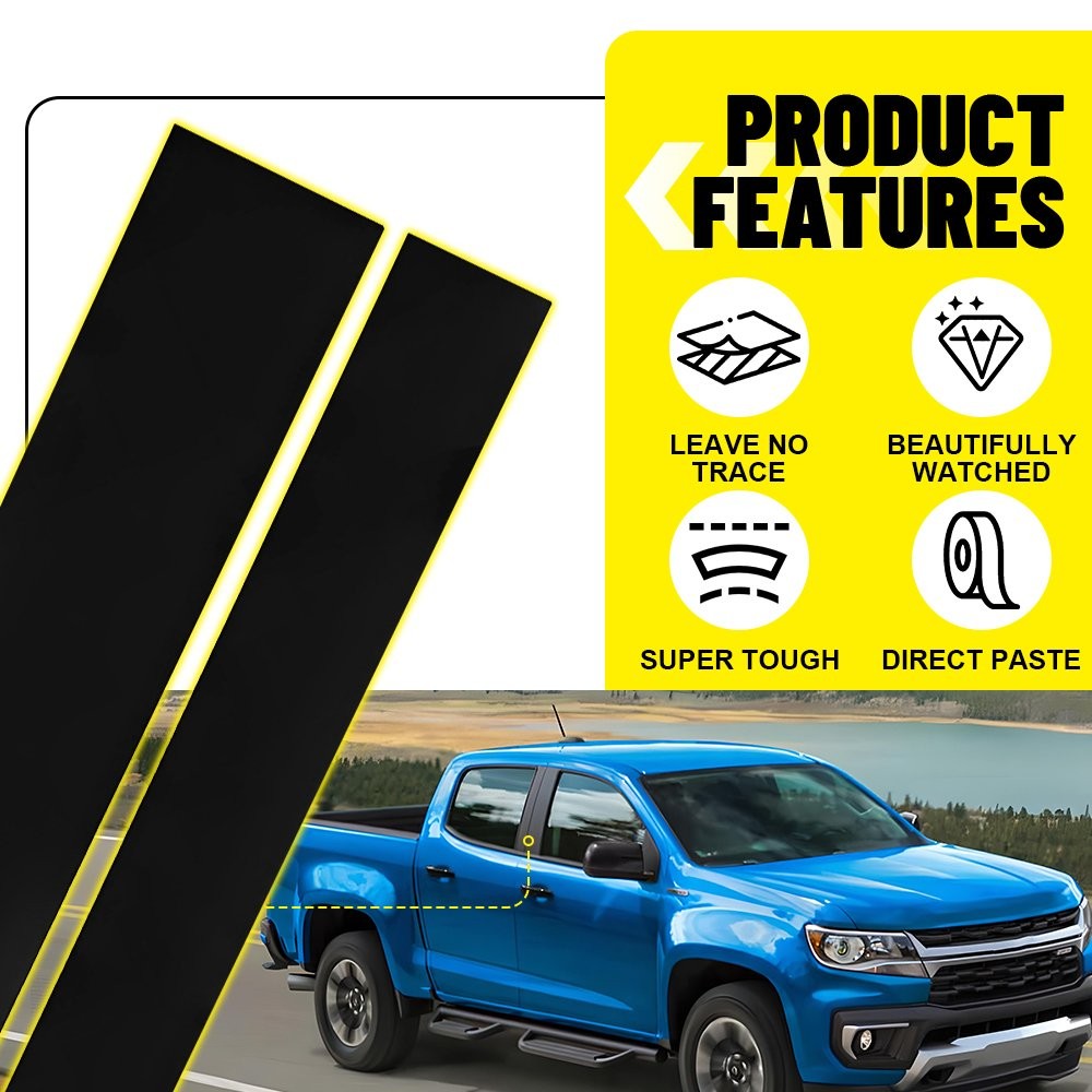 4X Side B Pillar Door Trim Cover Black For 2015-2022 Chevy Colorado & GMC Canyon