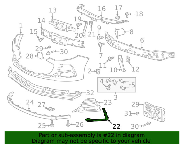 Genuine GM Front Driver Side Fog Lamp Bezel Insert 42550370