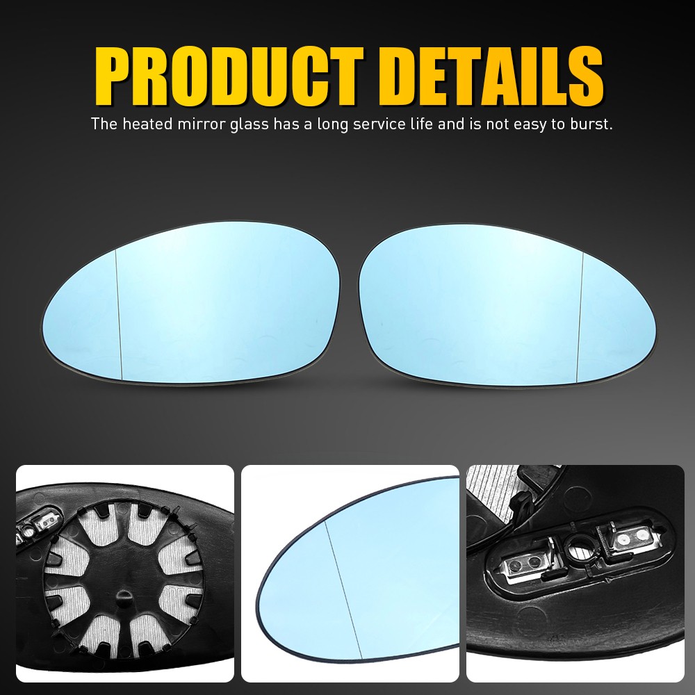 For BMW E92 335i 328i Coupe 2006-2009 Blue Heated Side View Mirror Glass 2-10X