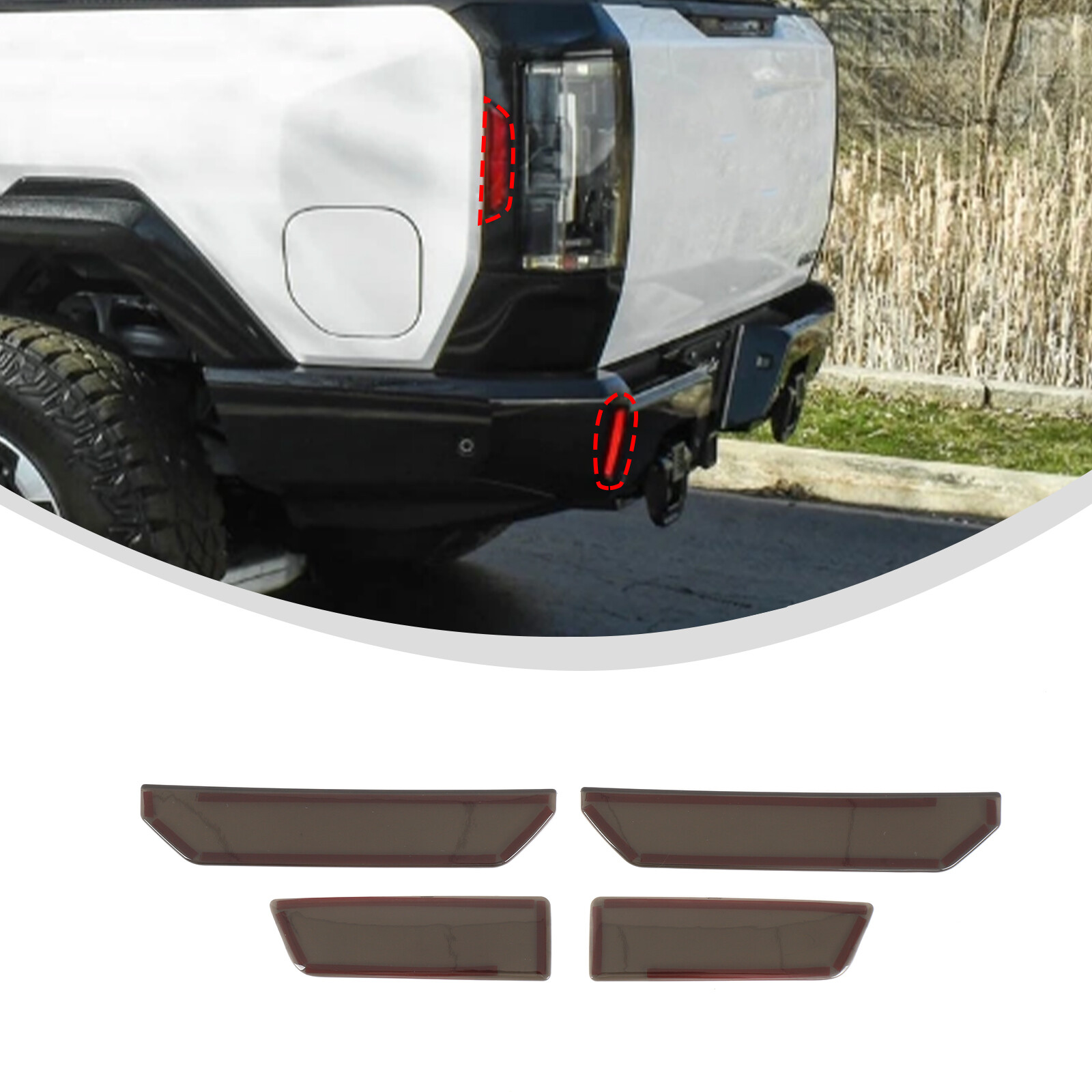 Smoked Black Tail Light Rear Lamp Guards Cover Trim Kit For Hummer EV Pickup 22+