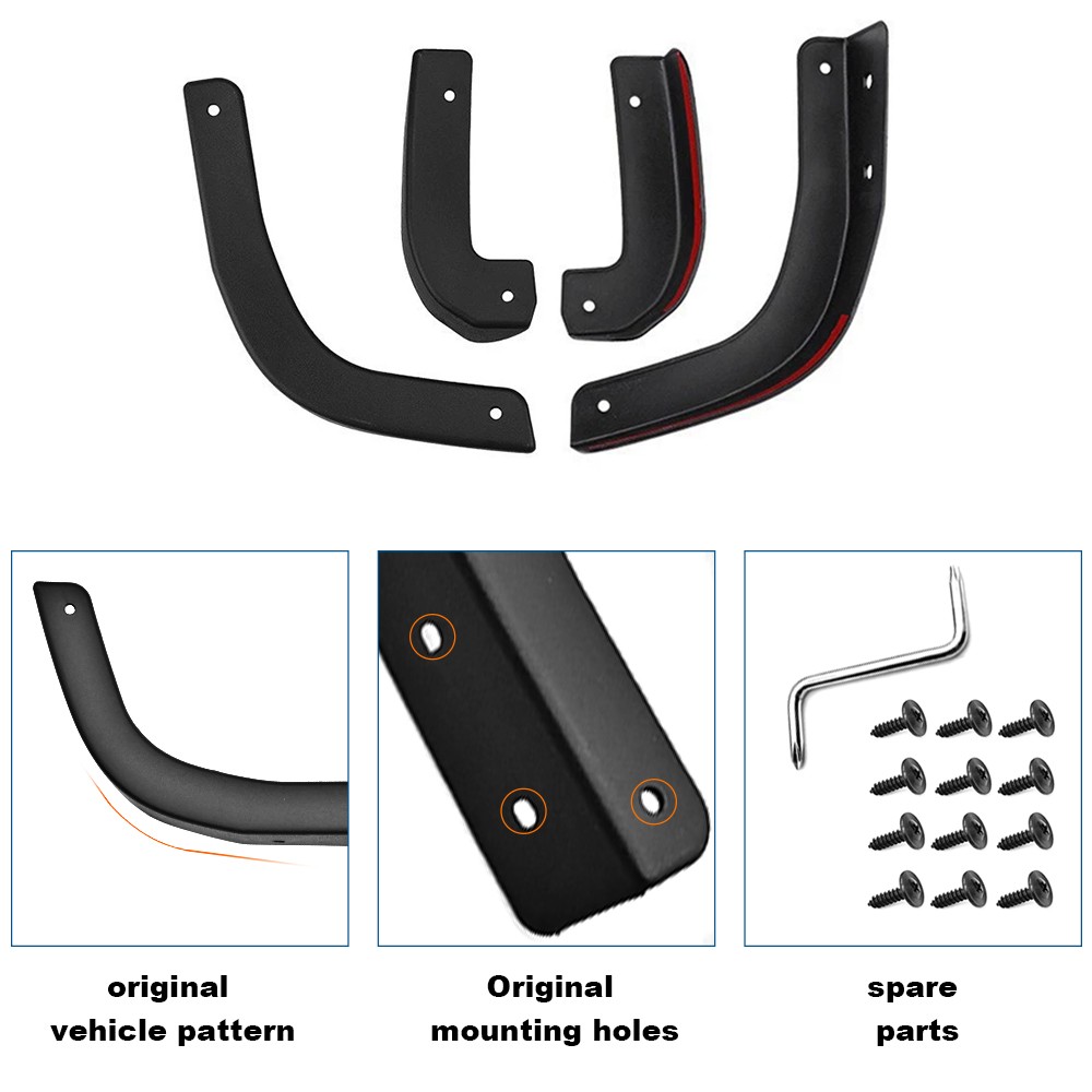 4Pcs Mud Flap Delete Covers Fit for 2019-2026 Chevy Silverado 1500 Black ABS