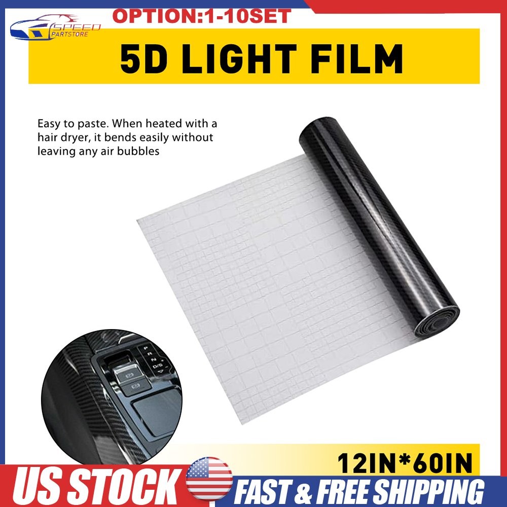 12×60″ 5D High Gloss Black Carbon fiber Vinyl Automotive Car Wrap Film Interior