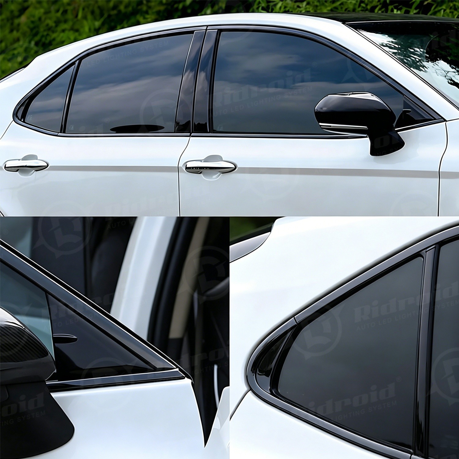 Chrome Delete Blackout Overlay for 2018-24 Toyota Camry Window Trim Glossy Black