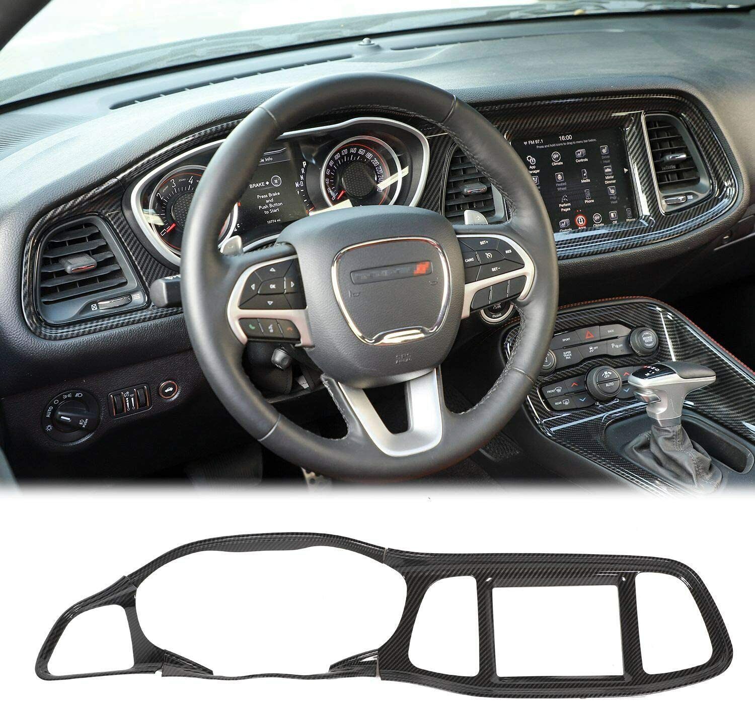 17PCS Center Decor Cover For Dodge Challenger 2015-2023 Carbon Fiber Accessories