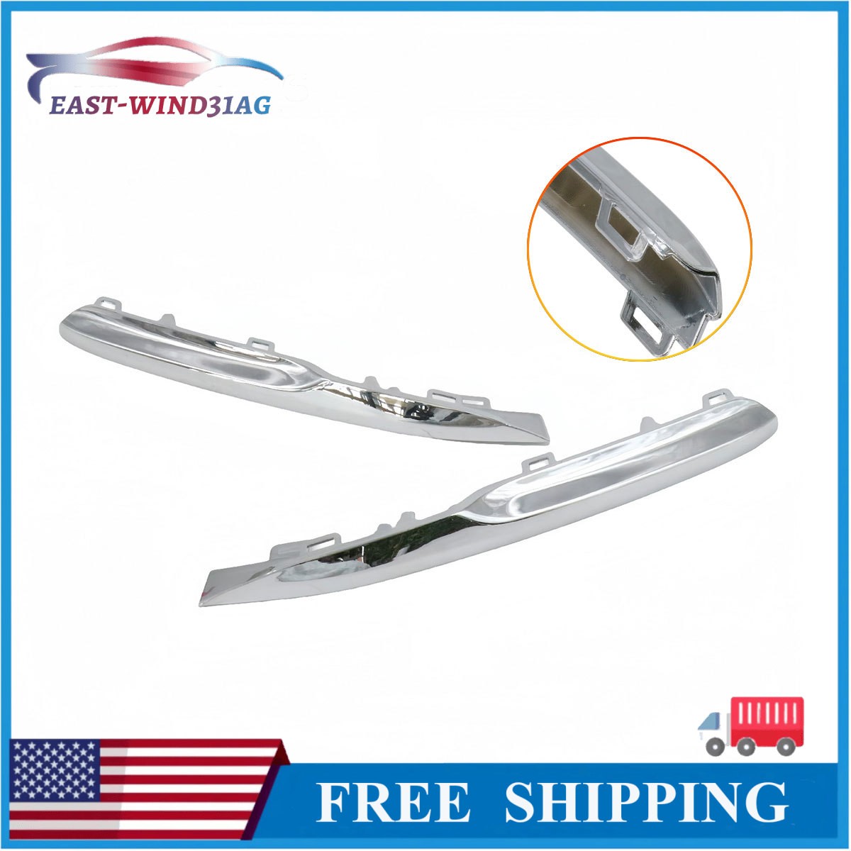 Fits BMW F30 320i 328d 330e 330i 340i Driver & Passenger Front Bumper Trim Set
