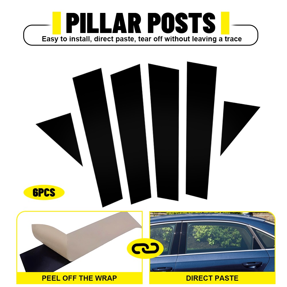 Fit for 2011 12-2019 Volkswagen Passat 6Pcs Pillar Post Door Window Cover Black